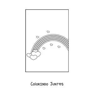 Desenho para colorir de arco-íris com corações