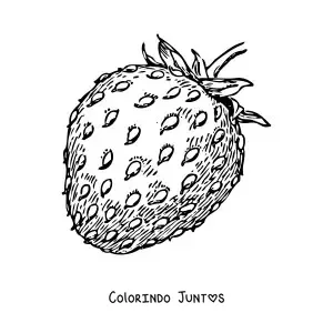 Desenho para colorir de um morango com seu caule