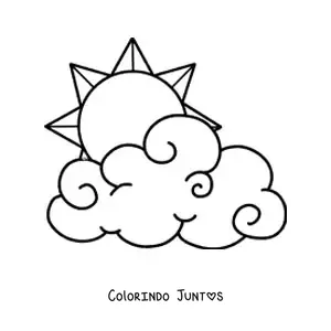 Desenho para colorir de nuvem grande com Sol