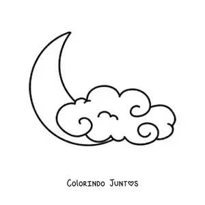 Desenho para colorir de nuvem grande com lua