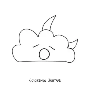 Desenho para colorir de nuvem bocejando em desenho animado com lua
