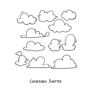 Desenho para colorir de diferentes nuvens