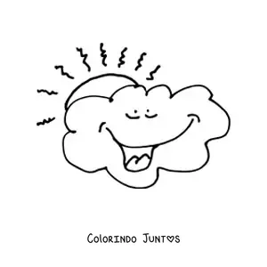 Desenho para colorir de nuvem em desenho animado com Sol