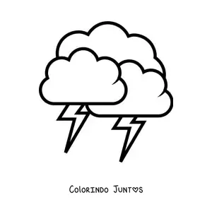 Desenho para colorir de 3 nuvens com 2 raios