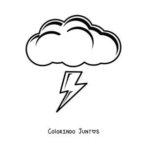 Desenho para colorir de nuvem grande com raio