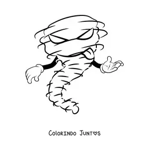 Desenho para colorir de furacão malvado com mãos em desenho animado