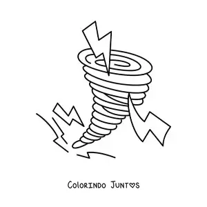 Desenho para colorir de furacão com 3 raios