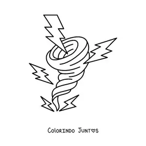 Desenho para colorir de furacão com 5 raios