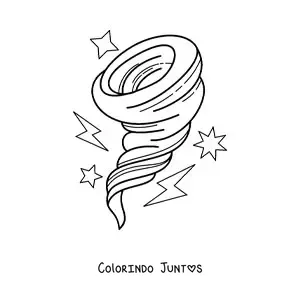 Desenho para colorir de furacão com raios e faíscas