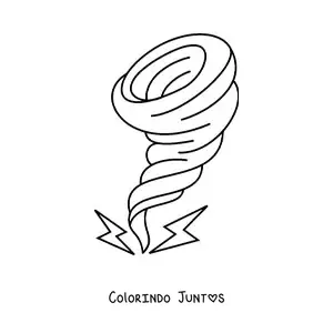 Desenho para colorir de furacão com 2 raios