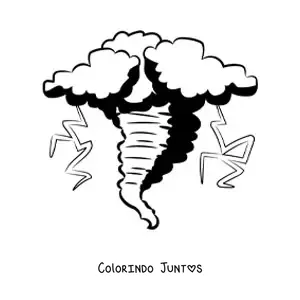 Desenho para colorir de furacão realista com raios saindo dele