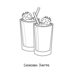 Desenho para colorir de dois milk-shakes de morango