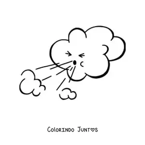 Desenho para colorir de nuvem soprando vento