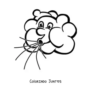 Desenho para colorir de nuvem soprando em desenho animado