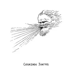 Desenho para colorir de deus do vento soprando