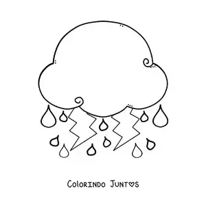 Desenho para colorir de nuvem de chuva com relâmpagos