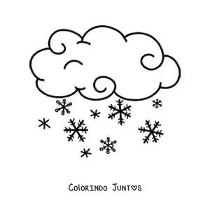 Desenho para colorir de nuvem com flocos de neve