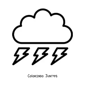 Desenho para colorir de nuvem com 3 raios