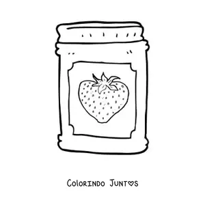 Desenho para colorir de um pote com geleia de morango