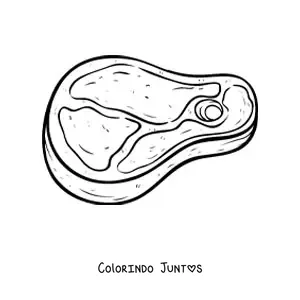 Desenho para colorir de um bife de carne vermelha crua