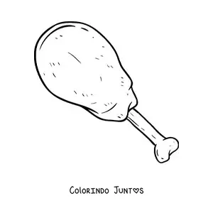 Desenho para colorir de uma coxa de carne de frango