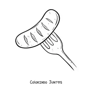 Desenho para colorir de uma salsicha assada