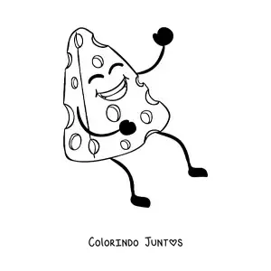 Desenho para colorir de um pedaço de queijo em desenho animado