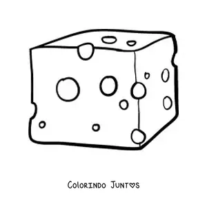 Desenho para colorir de um queijo do tipo cheddar