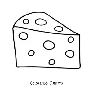 Desenho para colorir de um pedaço de queijo amarelo