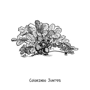 Desenho para colorir de um arbusto de morangos silvestres