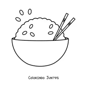 Desenho para colorir de um prato com arroz