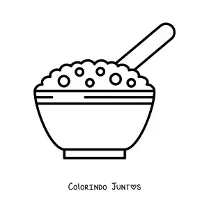 Desenho para colorir de uma tigela de cereal com leite