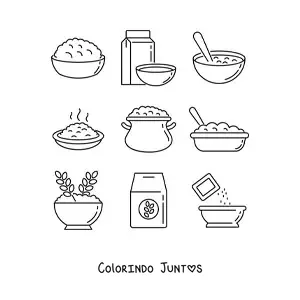 Desenho para colorir de diferentes formas de comer aveia