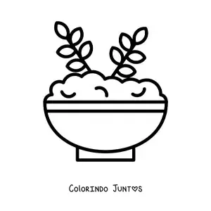 Desenho para colorir de um prato cheio de aveia
