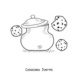 Desenho para colorir de biscoitos com gotas de chocolate