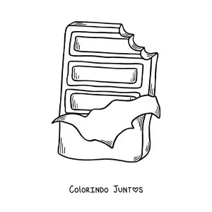 Desenho para colorir de uma barra de chocolate mordida