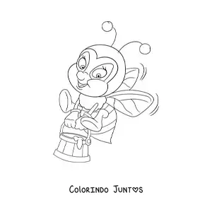Desenho para colorir de uma abelha animada com mel