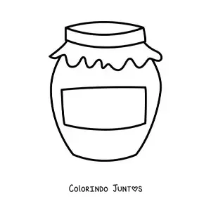 Desenho para colorir de um pote de mel com etiqueta
