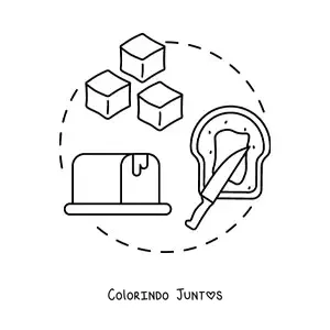 Desenho para colorir de tipos de manteiga