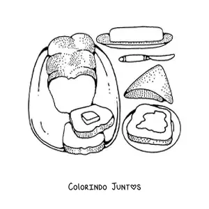 Desenho para colorir de fatias de pão com manteiga
