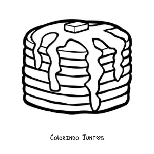 Desenho para colorir de uma torre de panquecas com manteiga derretida