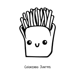 Desenho para colorir de batatas fritas kawaii