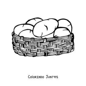 Desenho para colorir de uma cesta com batatas