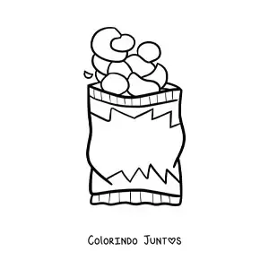 Desenho para colorir de um saco de batatas chips