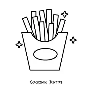 Desenho para colorir de uma porção de batatas fritas
