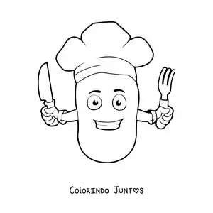 Desenho para colorir de uma batata chef animada
