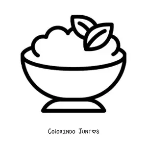 Desenho para colorir de um prato com purê de batatas