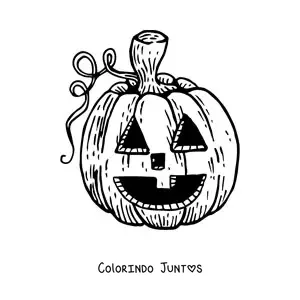Desenho para colorir de uma abóbora com um rosto esculpido