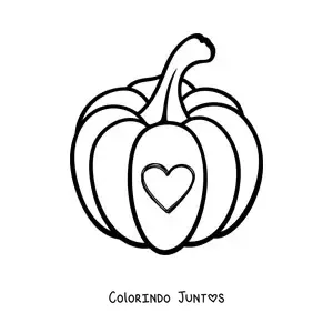 Desenho para colorir de uma abóbora com um coração esculpido