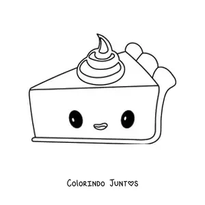 Desenho para colorir de uma torta de abóbora kawaii